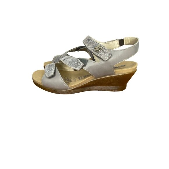 Romika Taupe Nevis 07 Leather Wedge Sandals Size 41/10 Cushioned Sole - Picture 2 of 11